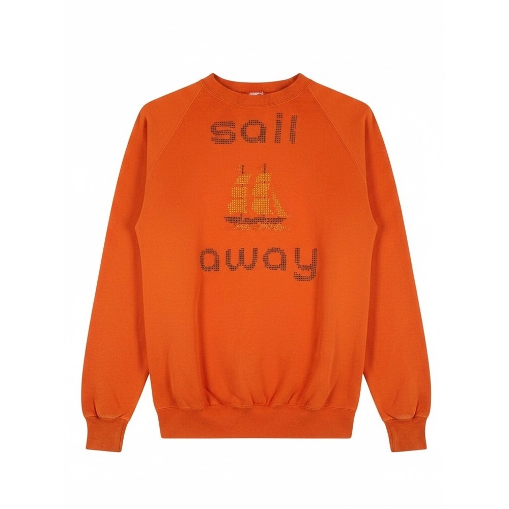 Vintage 90s Sailboat Sweatshirt Orange Nautical Sailing 3X Puffy Paint READ